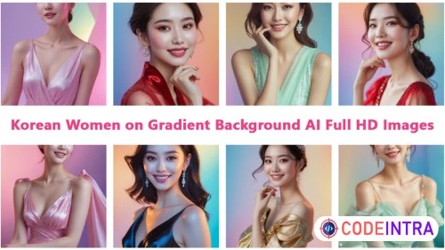 Korean Women with Soft Gradient Background - Full HD AI-Generated Images for Social Media Influencers - 100+