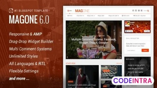 MagOne - Responsive News & Magazine Blogger Templa