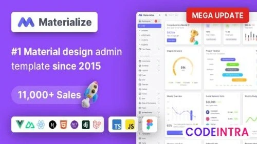 Materialize - Next.js, Vuejs, Nuxt, HTML, Laravel,