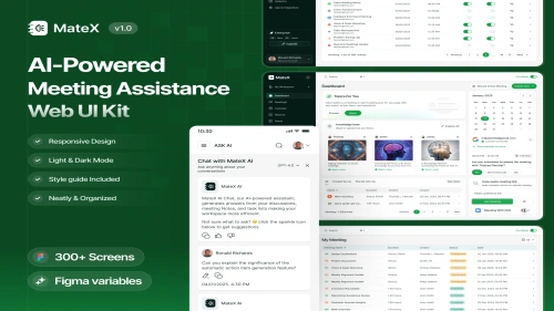 MateX - AI Meeting Assistants UI Kit In Figma Download Free
