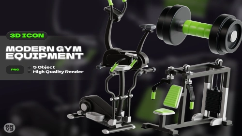 Modern Gym Equipment Set 3D