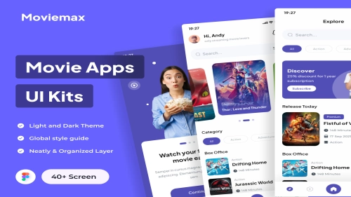 Moviemax - Movie Apps UI Kits - Figma Resources