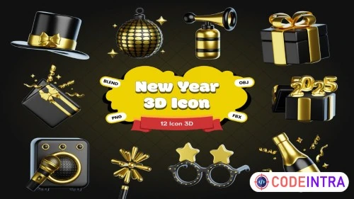 New Year 3D Icons Premium Quality Set