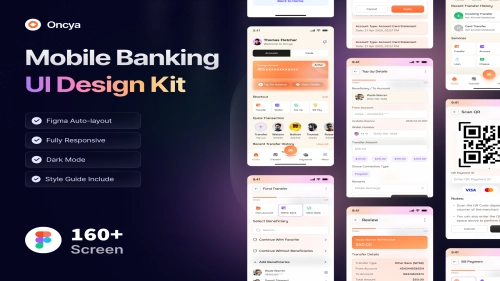 Oncya – Mobile Banking App UI Design Kit