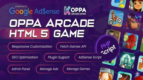 Oppa Arcade HTML 5 Game Portal CMS Script with SEO
