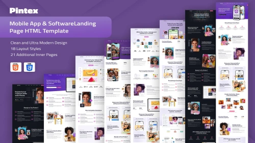 Pintex - App & Software Landing Page HTML Template