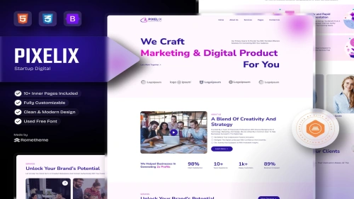 Pixelix - Digital Startup Agency HTML Template