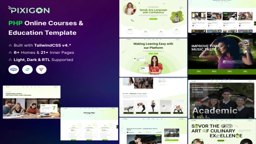 Pixigon - PHP Online Courses & Education Template