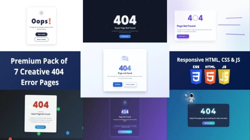 Premium Pack of 7 Creative 404 Error Pages