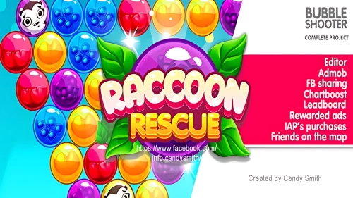 Raccoon Rescue Bubble Shooter + EDITOR