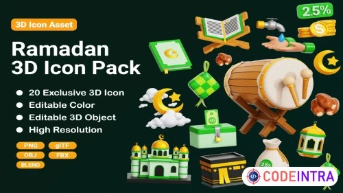 Ramadhan 3D Icon Pack - Tileable Layered Vector - 300 DPI