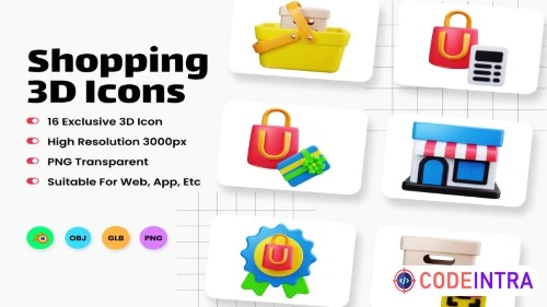 Shopping 3D Render - Blender, PNG Premium High Quality Icons