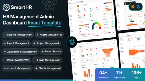 SmartHR - React 19+ & Html HRMS, Payroll, CRM