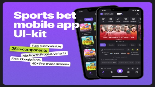 Sports bet mobile app UI Kit in Figma Download free