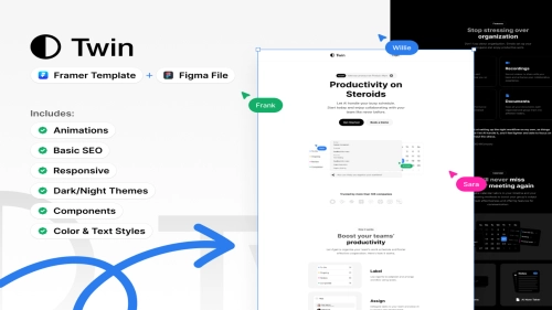 Twin - MicroSaaS Tempalte (Framer + Figma) - Figma Resources
