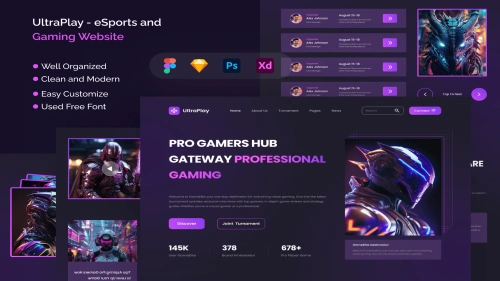 UltraPlay - eSports and Gaming Website in Figma - PSD - Sketch