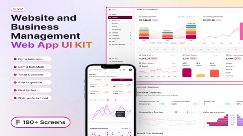 Website and Business Management Web App UI KIT - Figma Resources