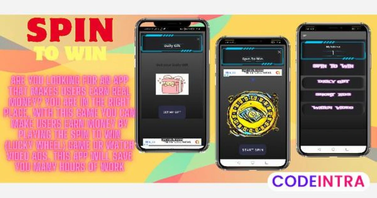 Watch Spin And Earn Money App rewards with Admob - Codeintra