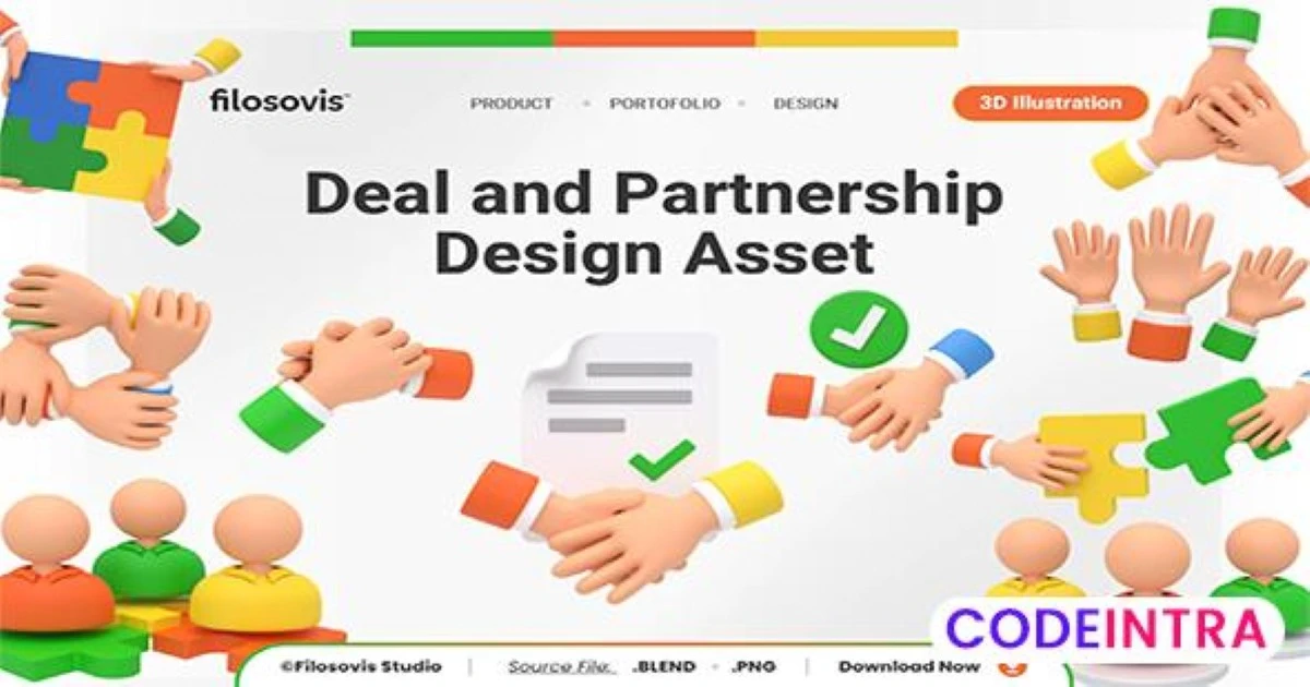 3D Deal & Partnership Design Asset Icons - Codeintra