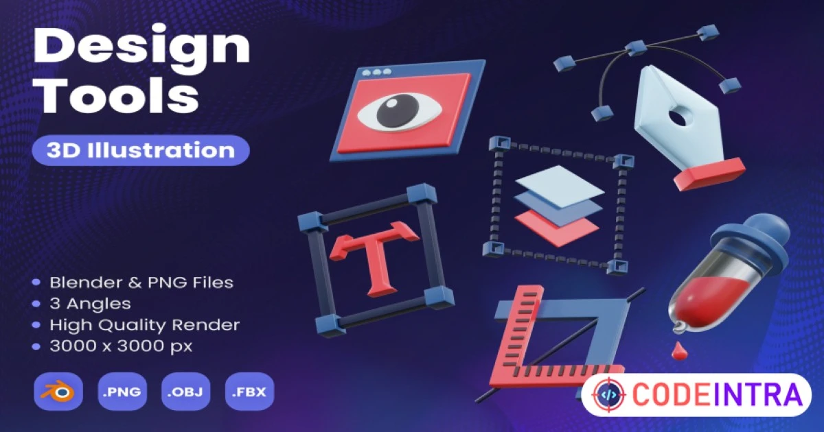 3D Design Tools HD Icons Pack - Codeintra