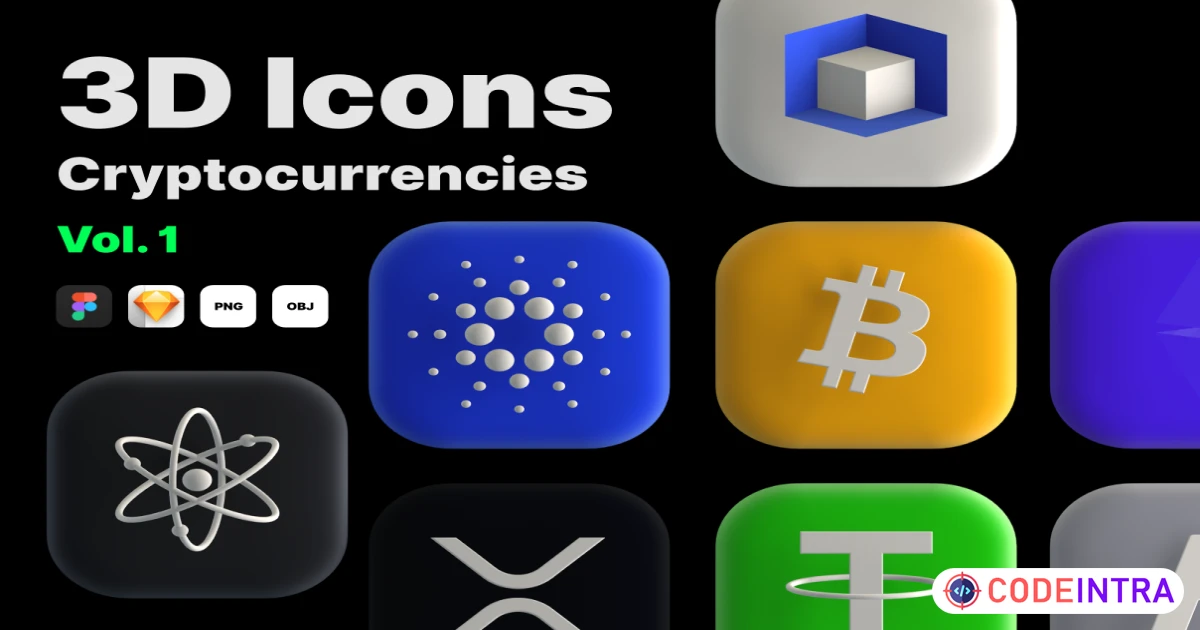 3D Icons Cryptocurrencies Vol. 1 - Figma Resources - Codeintra