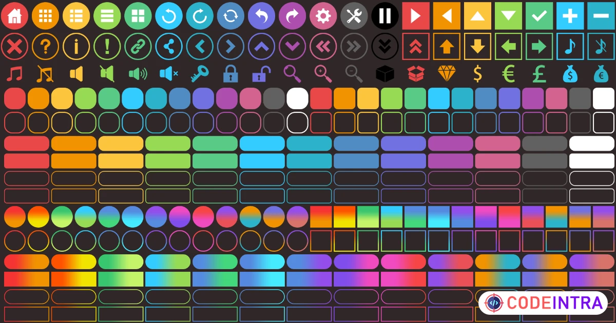 6000+ Flat Buttons Icons Pack | 2D Icons | Unity Assets - Codeintra