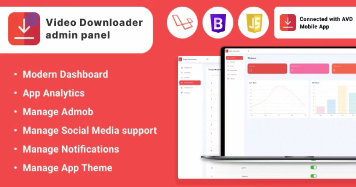 All Video Downloader - Android App +Admin Panel Laravel - Codeintra