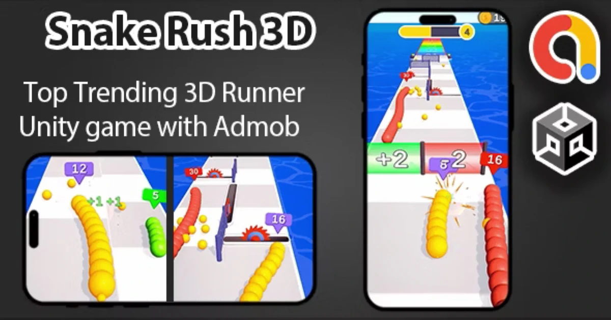 Snake Rush 3D – Unity Game + Admob Ads Full Source Code - Codeintra