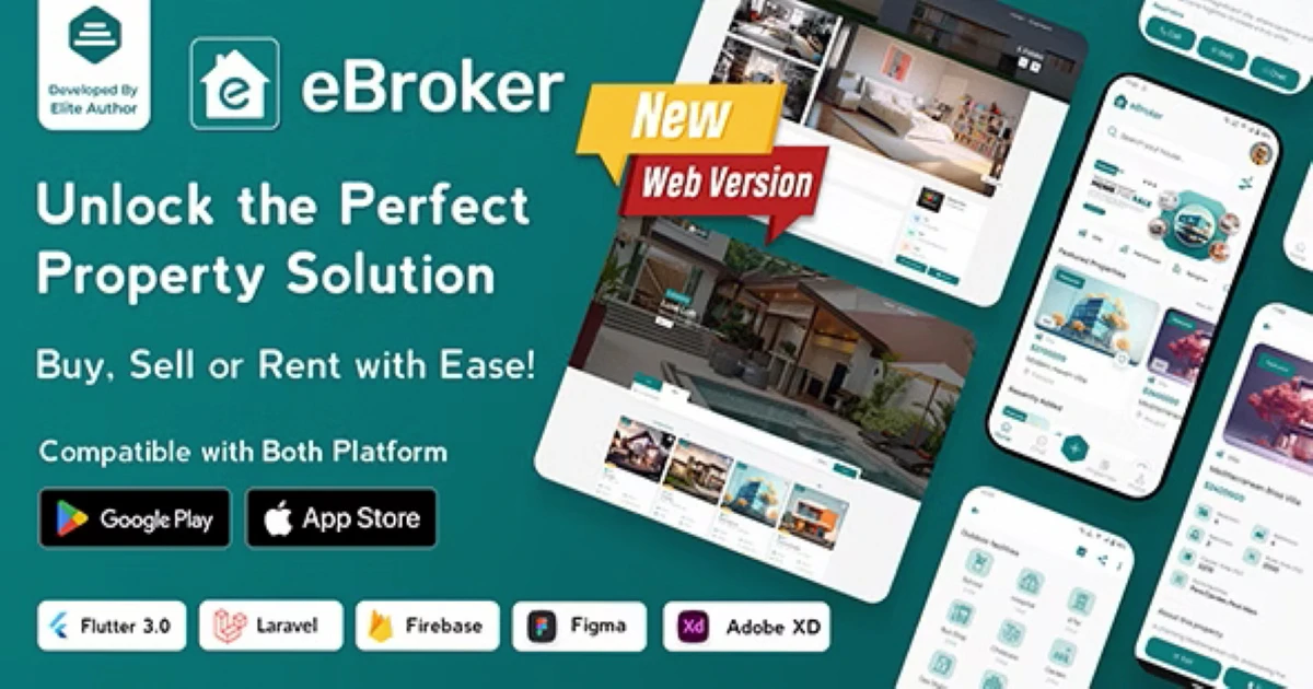 eBroker - Real Estate Property Buy-Rent-Sell Flutter ap - Codeintra