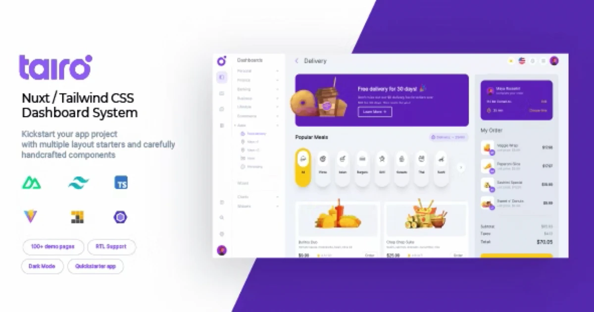 Tairo - Multipurpose Nuxt Tailwind CSS Dashboard System - Codeintra