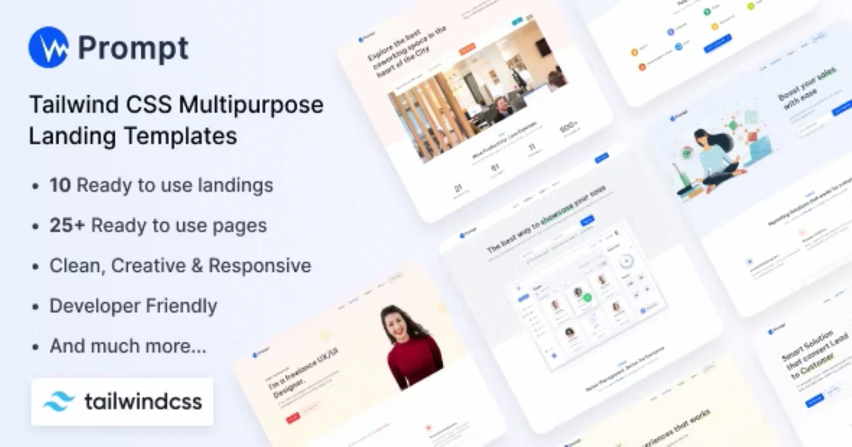 Prompt - Tailwind CSS Multipurpose Landing Template - Codeintra