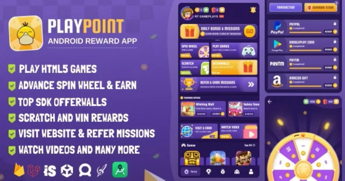 PlayPoint Android App with Admin Panel Premium Download - Codeintra
