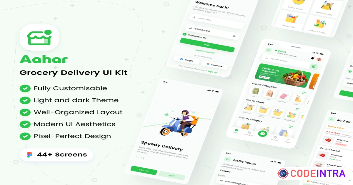 Aahar – Grocery Delivery UI Kit - Figma Resources - Codeintra