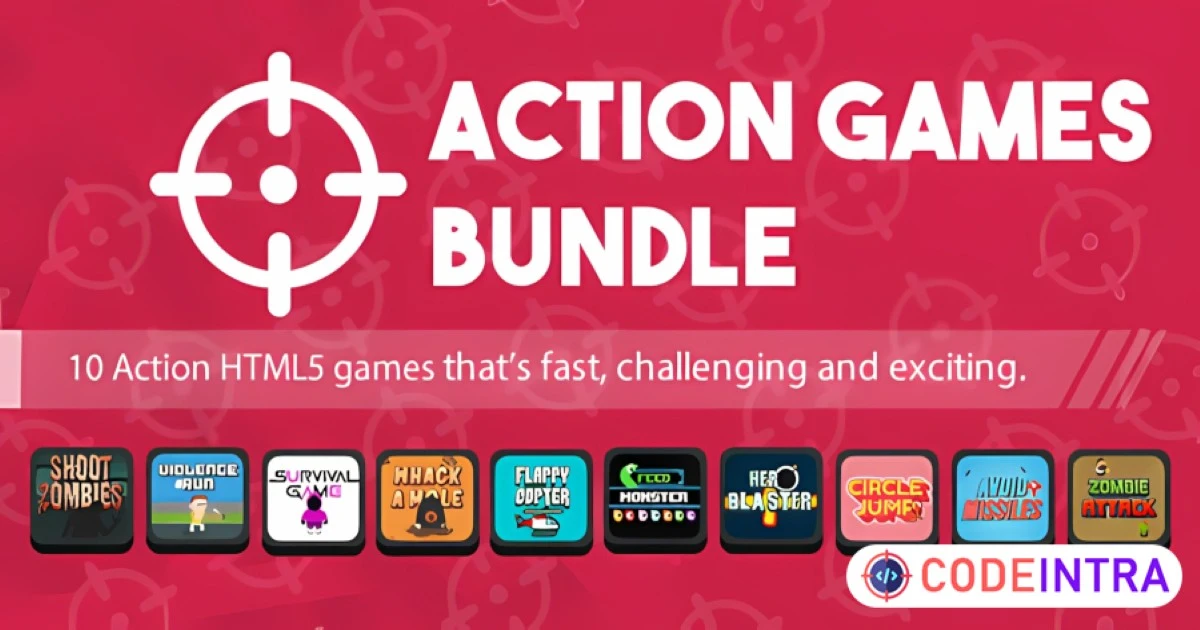 Action Games Bundle - Pack of 7 HTML5 Games - Codeintra
