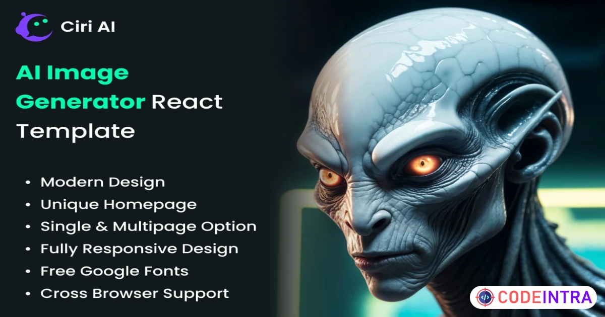 AI Image Generator React Template - Ciri AI - Codeintra