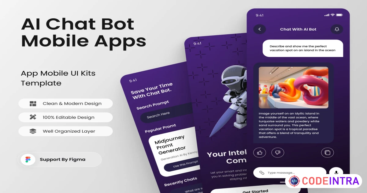 AIConnect - AI Chat Bot Mobile Apps in FIGMA - Codeintra