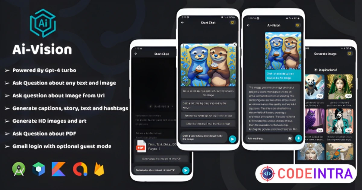 AiVision Powered By Chat GPT-4o/gpt-4o-mini , Image Input, AI Chat, Complete Android App - Codeintra