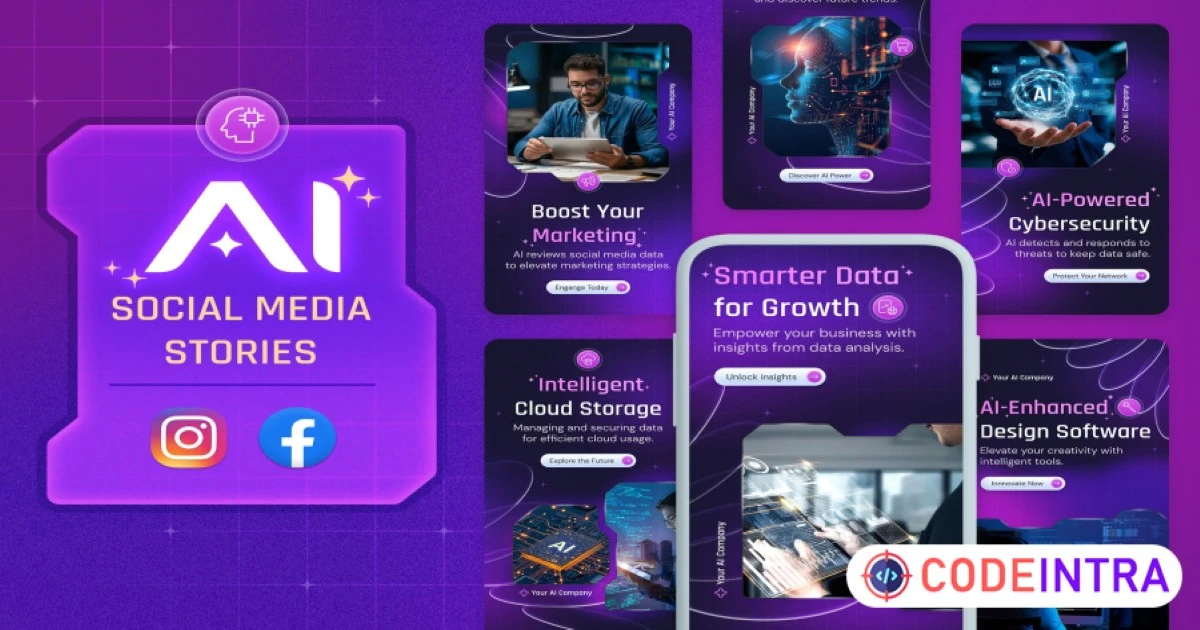 Artificial Intelligence Social Media Stories - PSD Premium Qualiiy - Codeintra