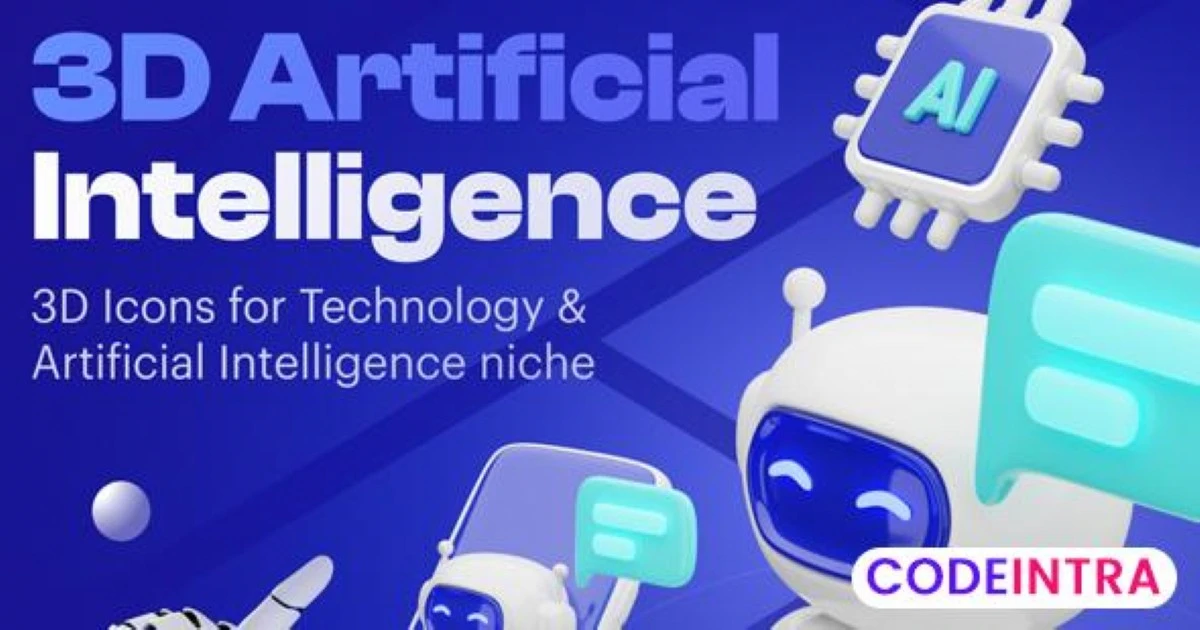 Artificially - Artificial Intelligence 3D Icon Set PNG - Codeintra