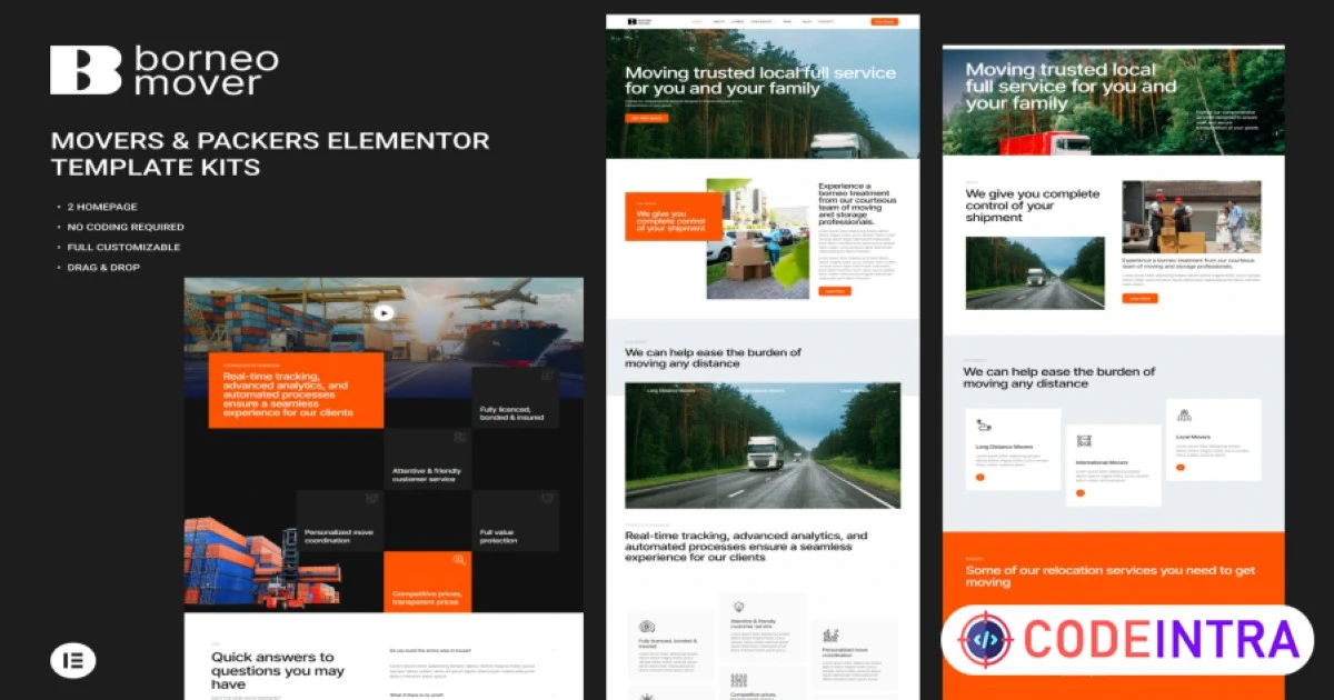 Borneo - Movers & Packers Elementor Pro Template Kit - Codeintra