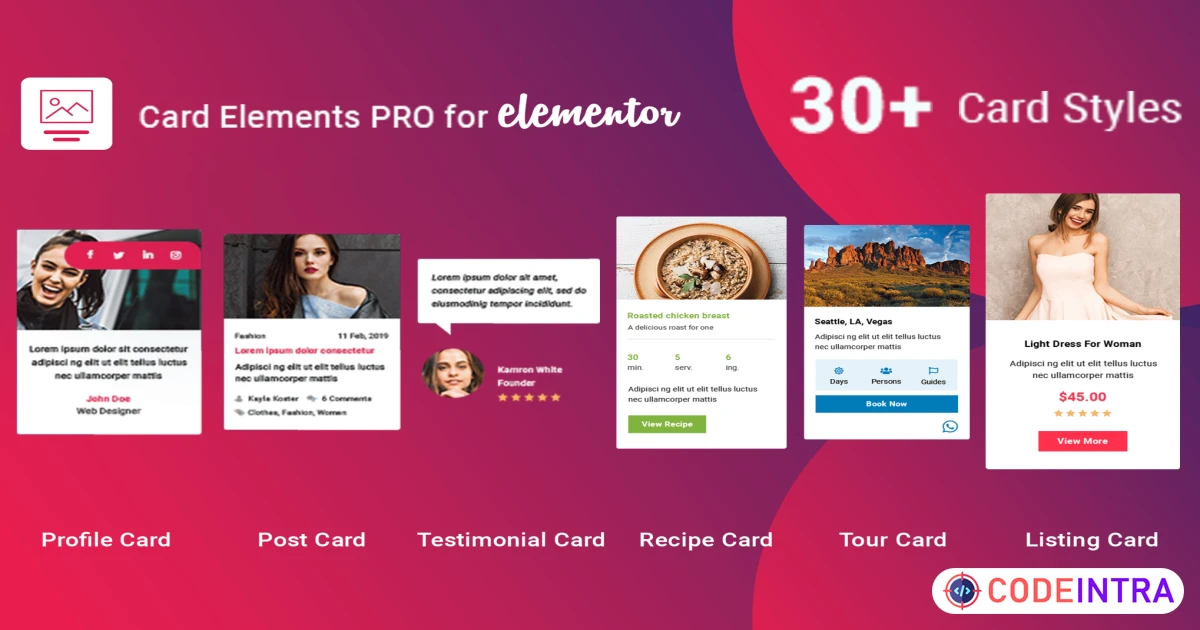 Card Elements Pro for Elementor Premium Plugin - Codeintra