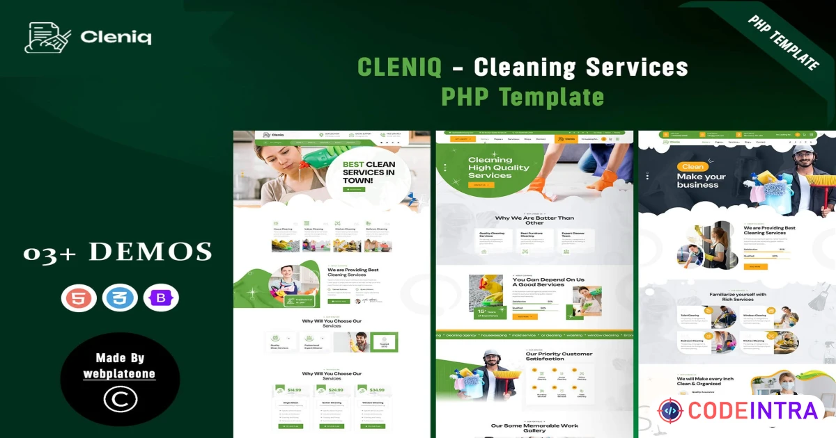Cleniq - Cleaning Services PHP Template - Codeintra
