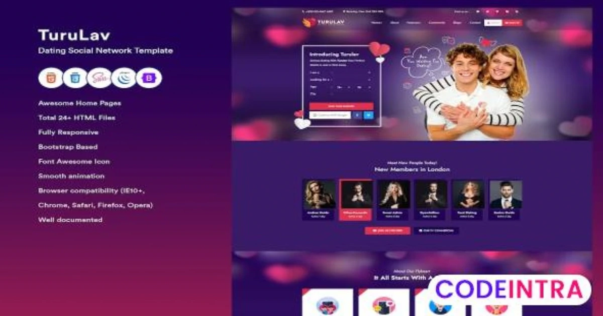 Dating Social Network Template - Codeintra