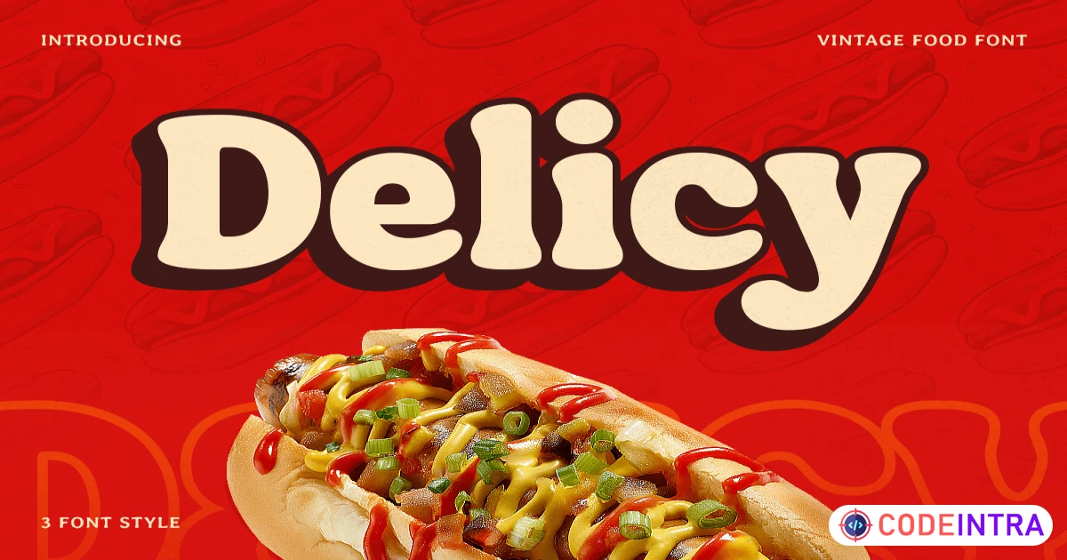 Delicy - Vintage Food Font Premium Modern Design - Codeintra