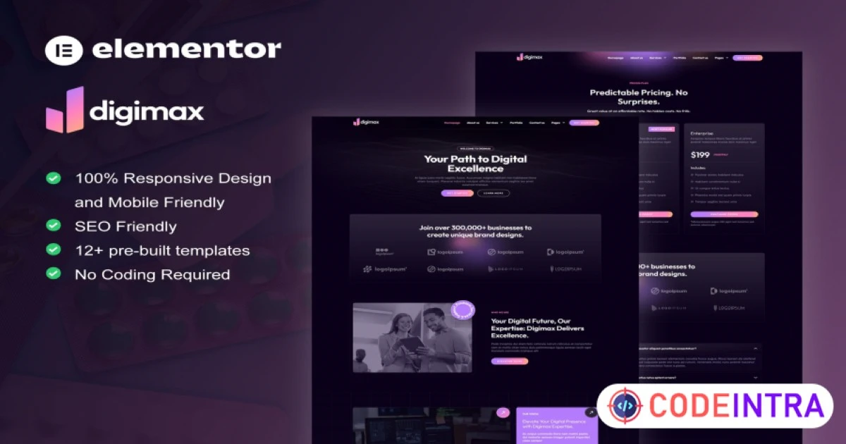 Digimax - Digital Marketing Agency Elementor Pro Template Kit - Codeintra