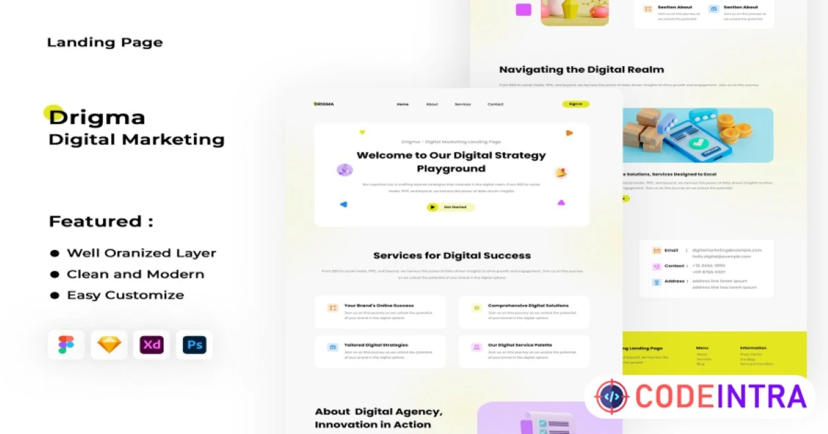 Drigma - Digital Marketing Landing Page in Figma & more - Codeintra