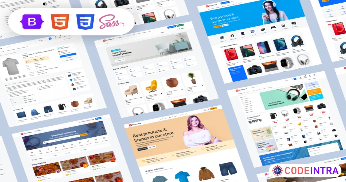 E-Commerce UI Library for Developers - Coded Templates - Codeintra