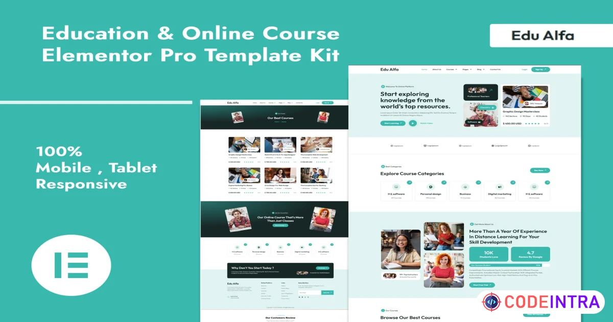 EduAlfa - Education & Online Course Elementor Pro Template Kit - Codeintra