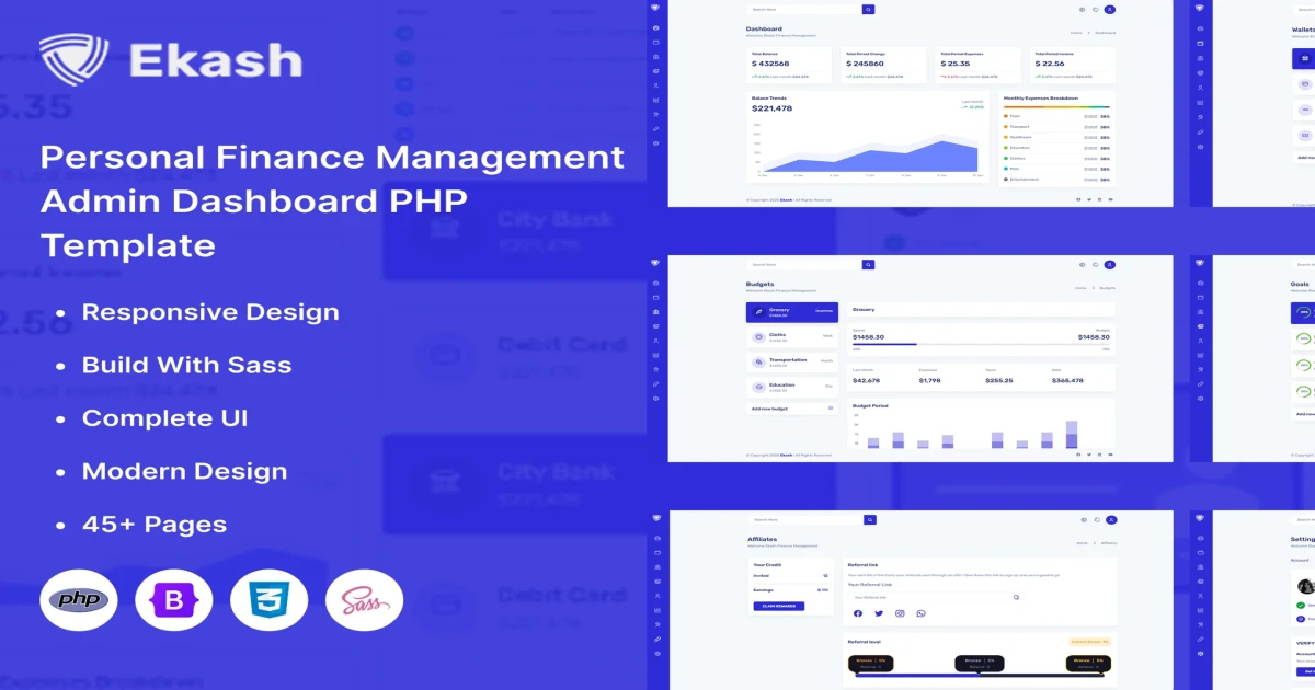 Ekash - Personal Finance Management Admin Template - Codeintra