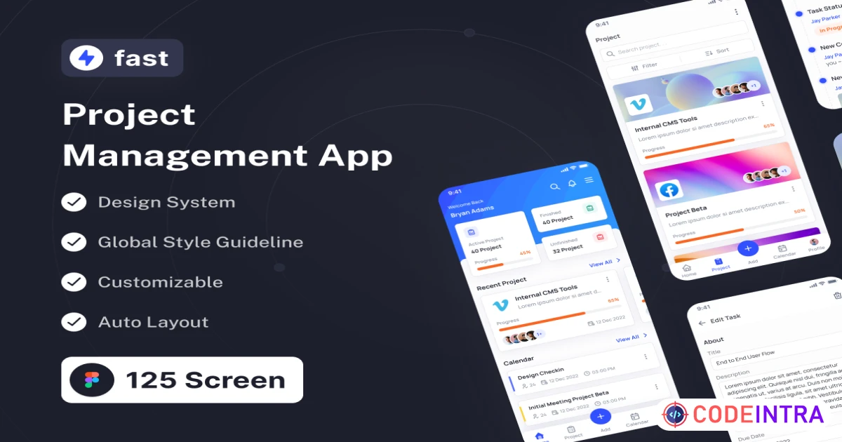 Fast Project Management App - Figma Resources - Codeintra